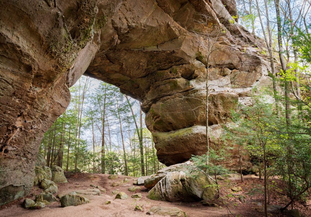 Twin Arches, Natural Rock Arch at Big South Fork National River and Recreation Area, in Tennessee, USA